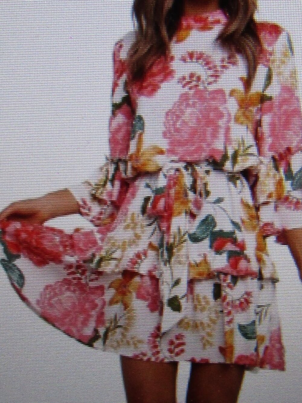 NWT PETAL & PUP Peta Mini Dress Size Large Tiered Floral Pink White Ruffles Belt